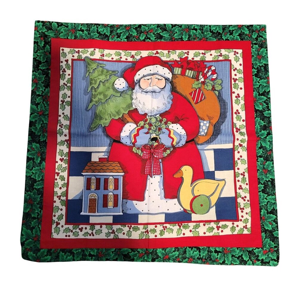 Handmade Santa Claus Duck Christmas Pillow Cover Cotton Zipper Closure 20 x 20